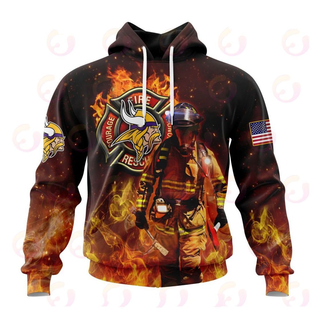Minnesota Vikings Honor Firefighters – First Responders All Over Printed T-shirt Sweatshirt Hoodie AZCHD844