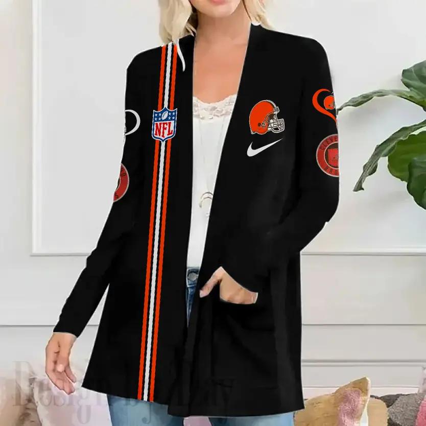 Cleveland Browns Women Patch Pocket Cardigan BT046