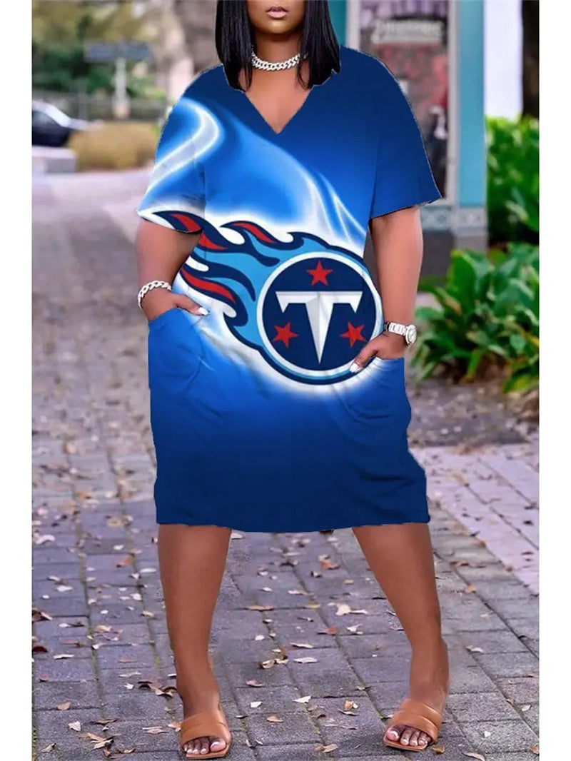 Tennessee Titans V-neck Casual Pocket Dress Limited Edition AZBTVCPD000390