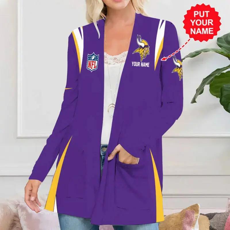Minnesota Vikings Women Patch Pocket Cardigan BT123