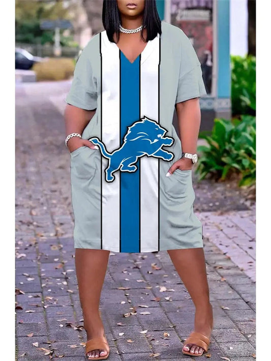 Detroit V-neck Casual Pocket Dress Limited Edition AZBTVCPD000252