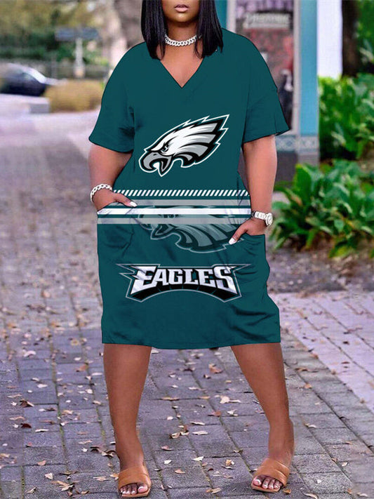Philadelphia Eagles V-neck Casual Pocket Dress Limited Edition AZBTVCPD000350