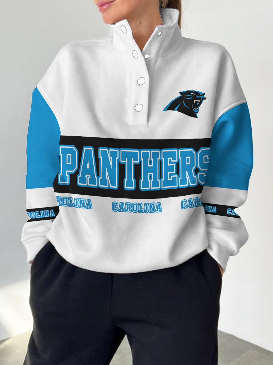 Carolina Panthers Casual Colorful Stand Collar Sweatshirt AZBTSCSW000340
