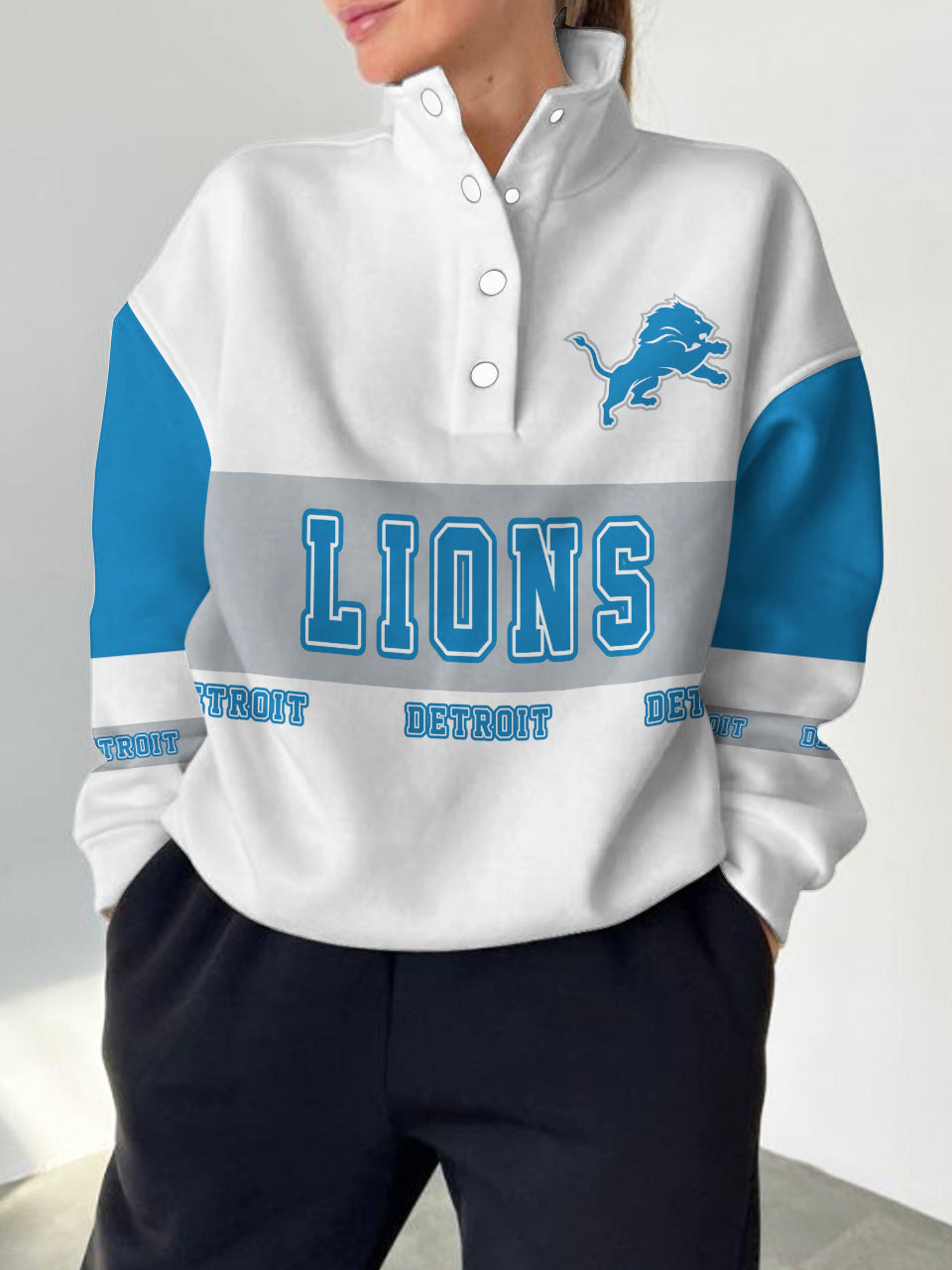 Detroit Lions Casual Colorful Stand Collar Sweatshirt AZBTSCSW000231