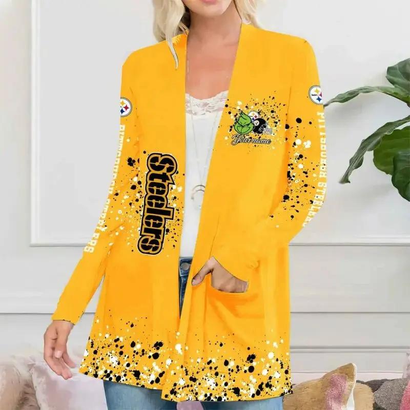 Pittsburgh Steelers Women Patch Pocket Cardigan BT161
