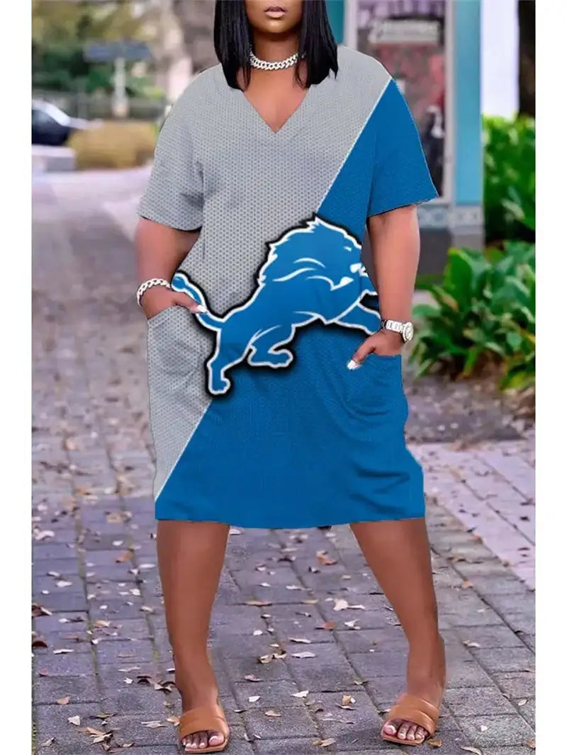 Detroit V-neck Casual Pocket Dress Limited Edition AZBTVCPD000455