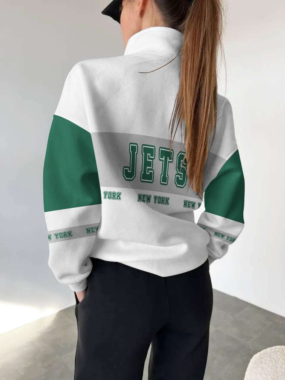 New York Jets Casual Colorful Stand Collar Sweatshirt AZBTSCSW000457