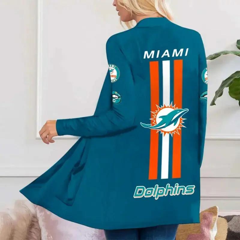 Miami Dolphins Women Patch Pocket Cardigan BT115