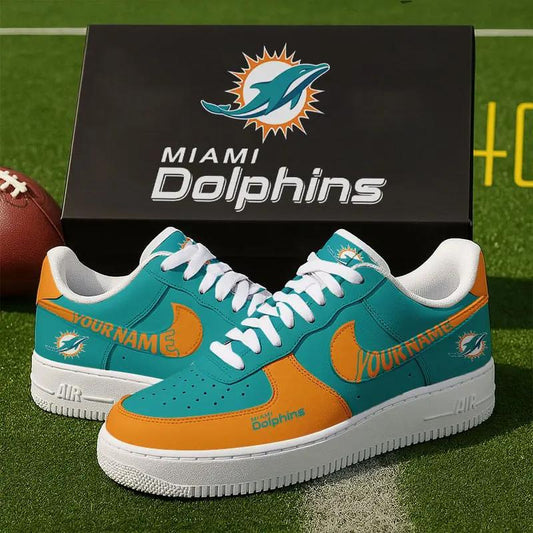Miami Dolphins New Personalized AF1-1 Sneakers 2025 AZBTAF1N000020