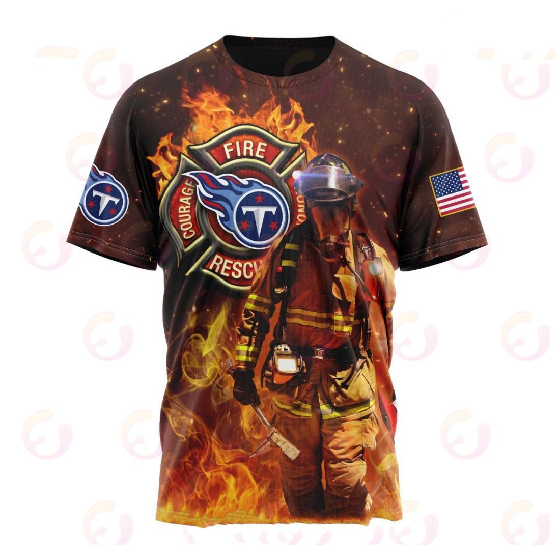 Tennessee Titans Honor Firefighters – First Responders All Over Printed T-shirt Sweatshirt Hoodie AZCHD854
