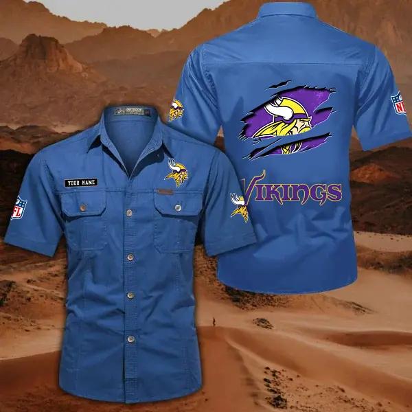 Minnesota Vikings Men’s Short Sleeve Cargo Shirts New 2025 AZBT2DCGS000021