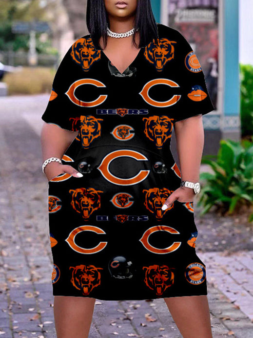 Chicago Bears V-neck Casual Pocket Dress Limited Edition AZBTVCPD000244
