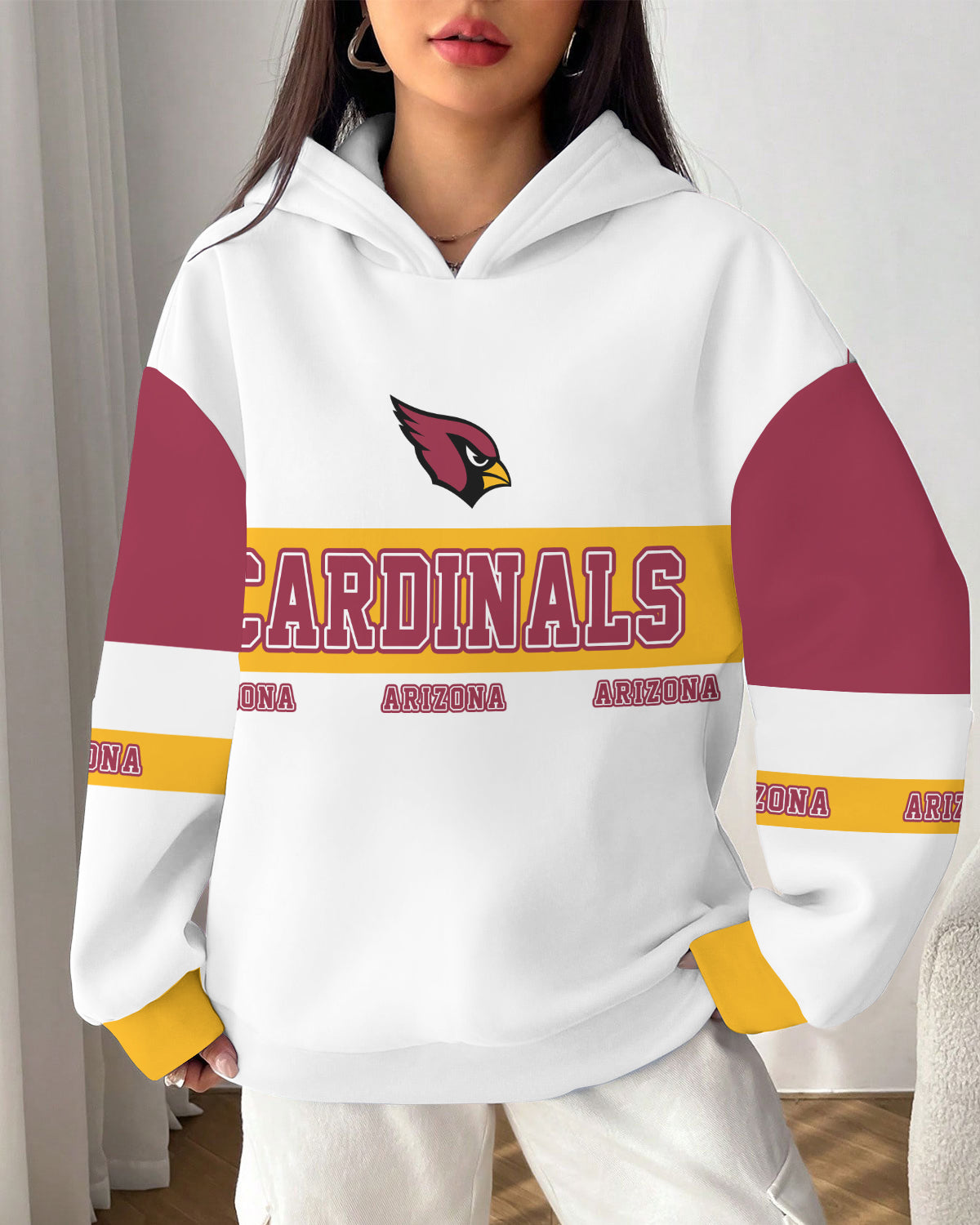 Arizona Cardinals Printed Hooded Pocket Pullover Hoodie AZBTPH000124
