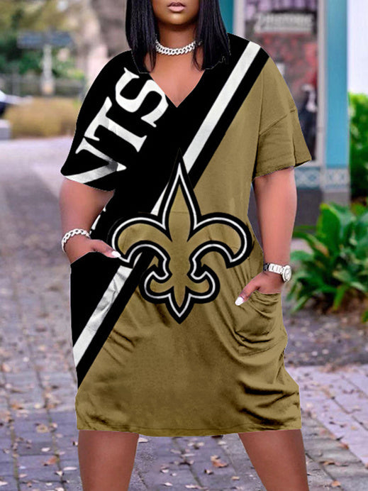 New Orleans Saints V-neck Casual Pocket Dress Limited Edition AZBTVCPD000065
