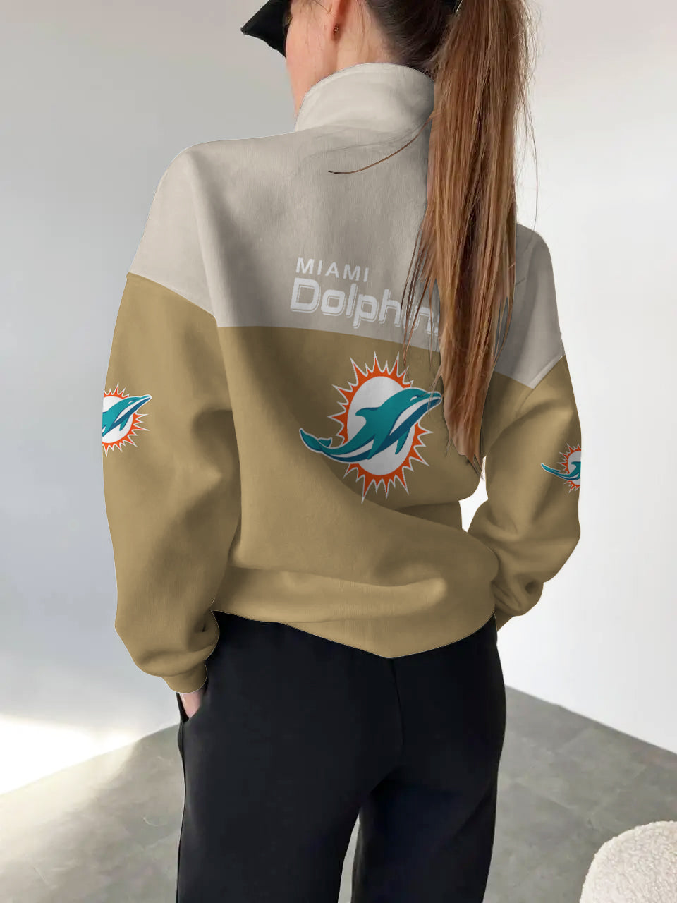 Miami Dolphins Casual Colorful Stand Collar Sweatshirt AZBTSCSW000255
