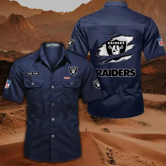 Las Vegas Raiders Men’s Short Sleeve Cargo Shirts New 2025 AZBT2DCGS000017