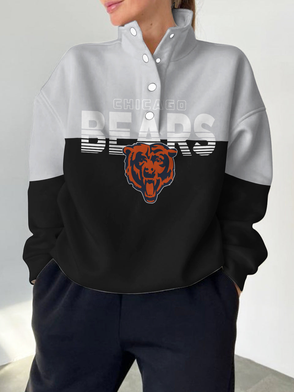 Chicago Bears Casual Colorful Stand Collar Sweatshirt AZBTSCSW000208