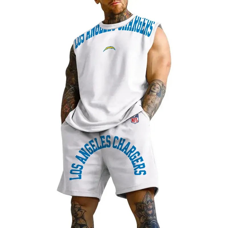 Los Angeles Chargers Combo Men Jersey Tank Top and Shorts AZICOTATTMS00016
