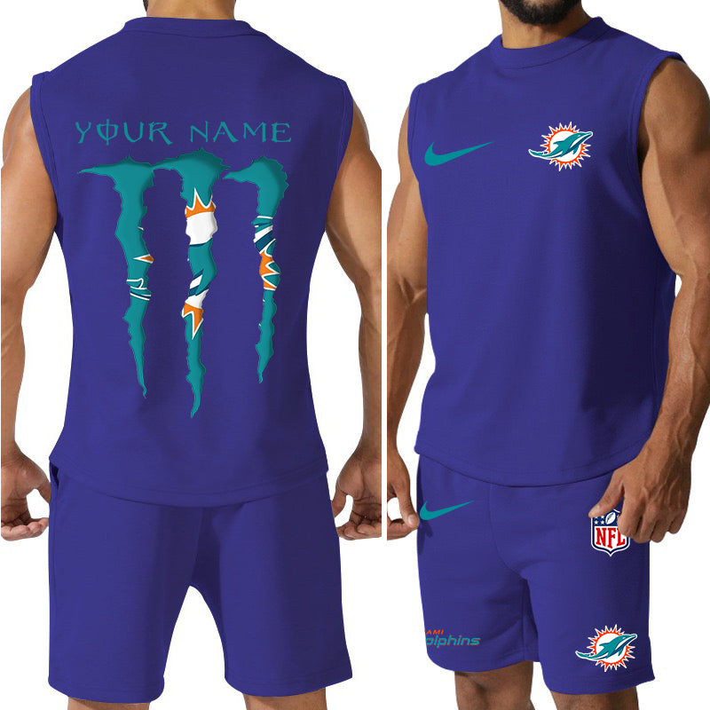 Miami Dolphins Colorful Combo Men Jersey Tank Top and Shorts AZBTCMJTTS000022