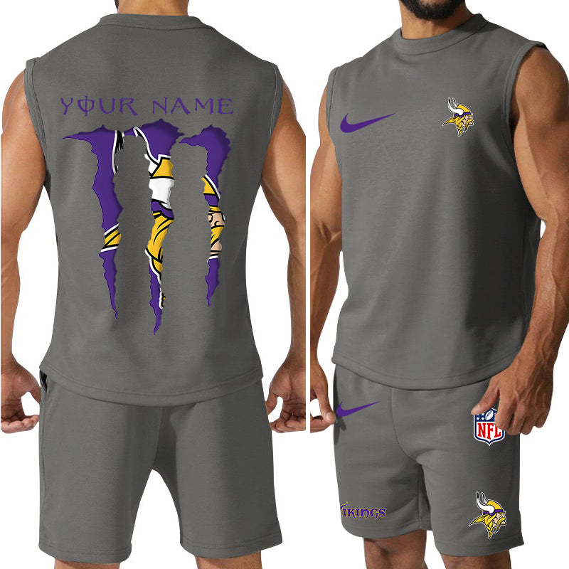 Minnesota Vikings Colorful Combo Men Jersey Tank Top and Shorts AZBTCMJTTS000023