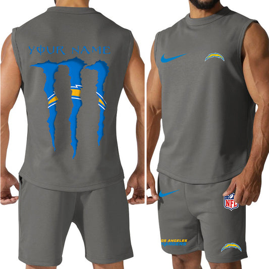 Los Angeles Chargers Colorful Combo Men Jersey Tank Top and Shorts AZBTCMJTTS000032
