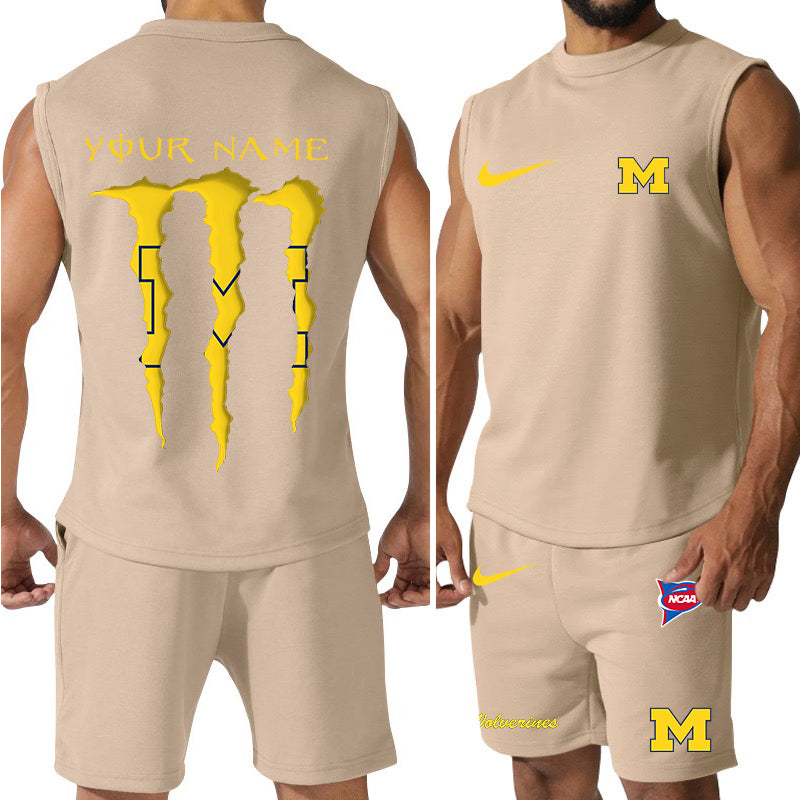 Michigan Wolverines Colorful Combo Men Jersey Tank Top and Shorts AZBTCMJTTS000065