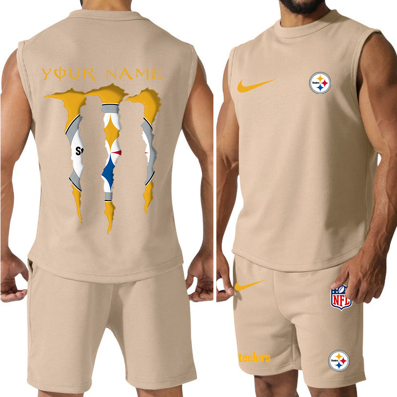 Pittsburgh Steelers Colorful Combo Men Jersey Tank Top and Shorts AZBTCMJTTS000030