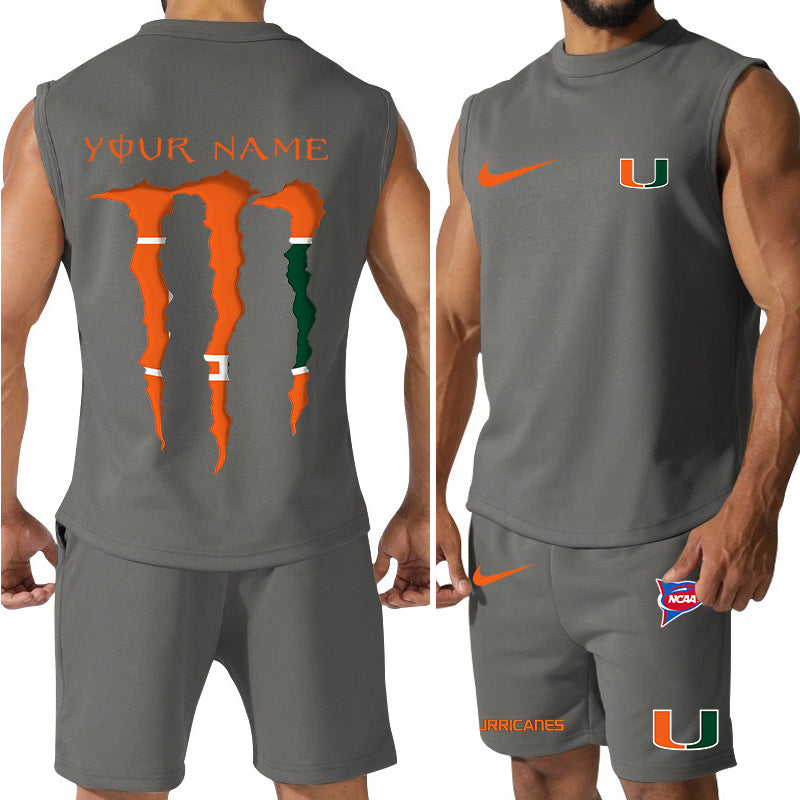 Miami Hurricanes Colorful Combo Men Jersey Tank Top and Shorts AZBTCMJTTS000035