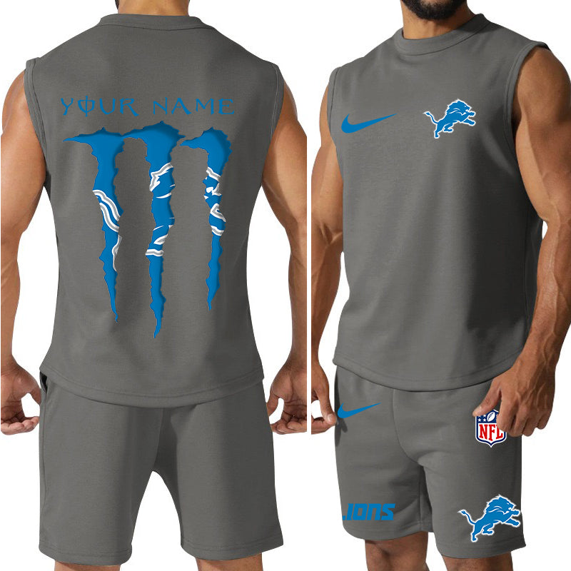 Detroit Lions Colorful Combo Men Jersey Tank Top and Shorts AZBTCMJTTS000016
