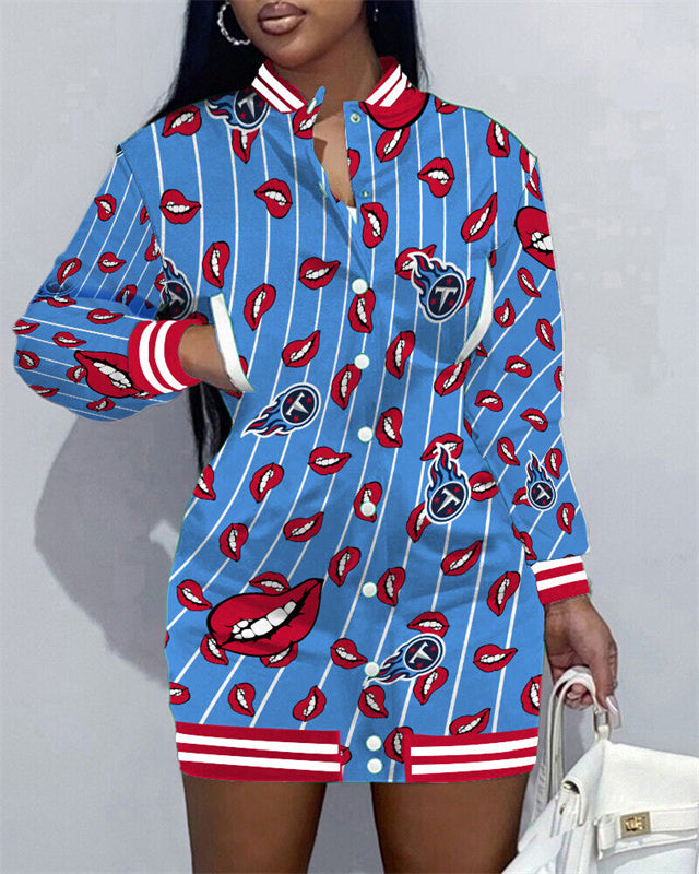 Tennessee Titans Women Button Down Jacket Dress AZBTBDJD000360