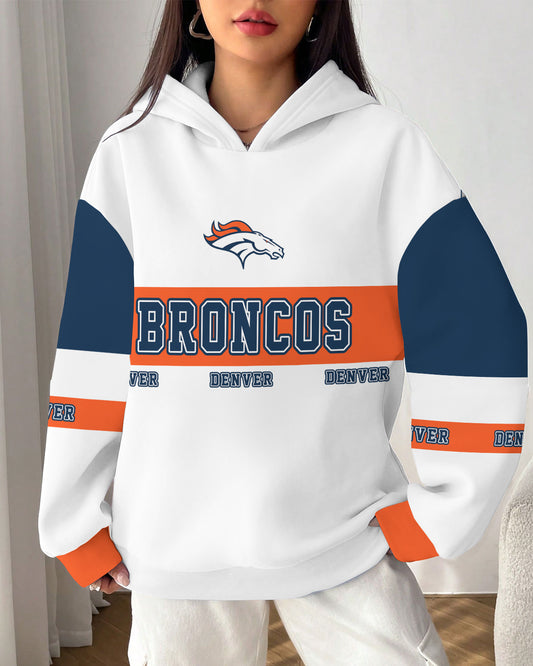 Denver Broncos Printed Hooded Pocket Pullover Hoodie AZBTPH000116