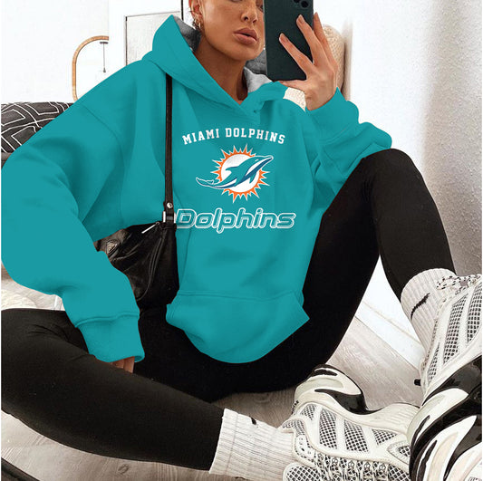 Miami Dolphins Printed Hooded Pocket Pullover Hoodie AZBTPH000076