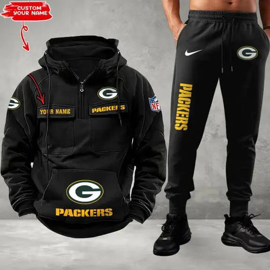 Green Bay Packers Combo Multi-Pockets Hoodie And Pants EM06
