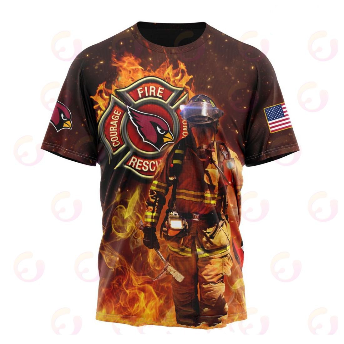 Arizona Cardinals Honor Firefighters – First Responders All Over Printed T-shirt Sweatshirt Hoodie AZCHD824