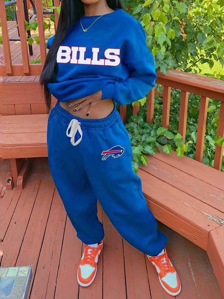 Buffalo Bills Drop Shoulder Sweatshirt and Sweatpants AZBTDSS000001
