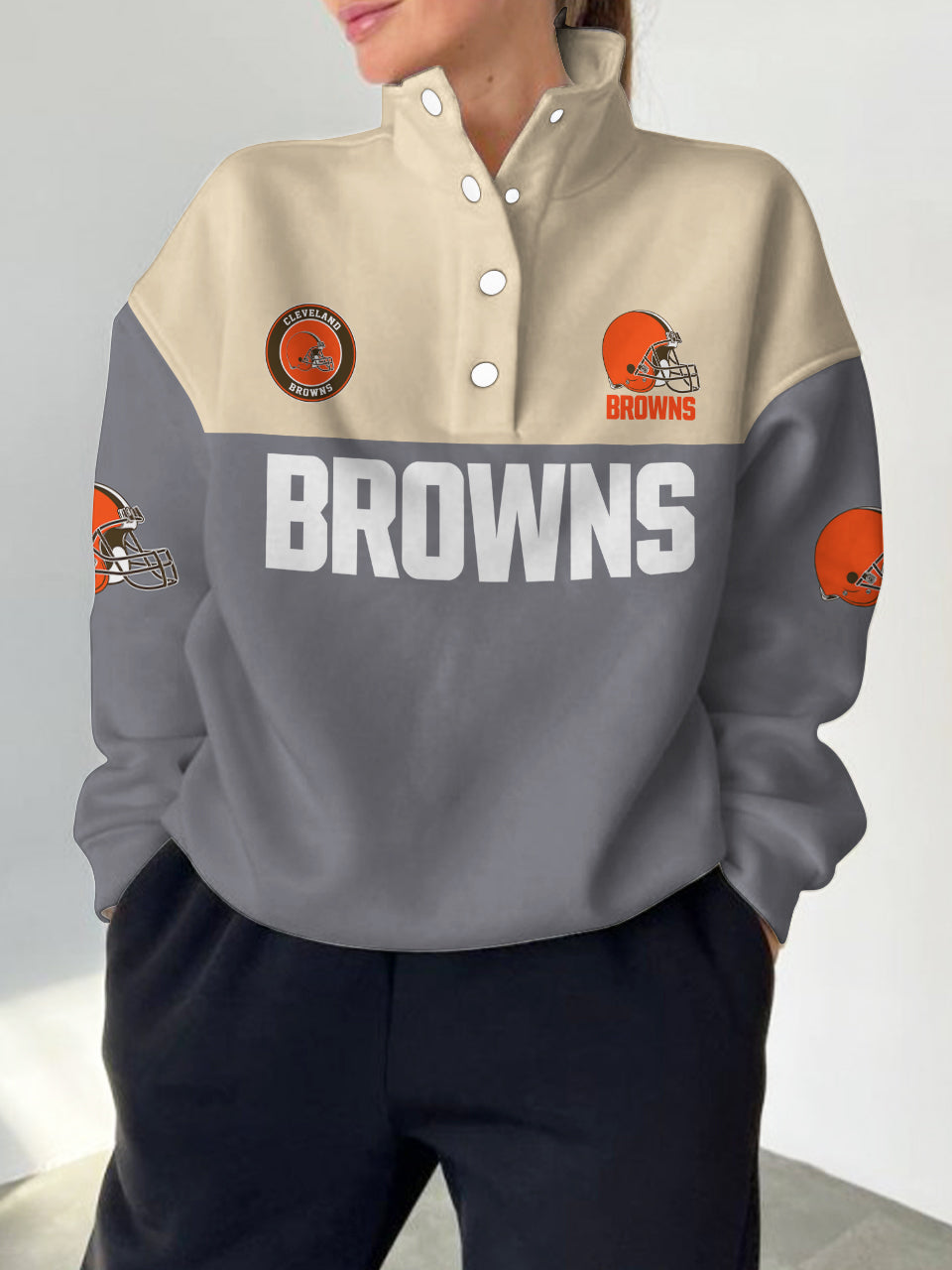 Cleveland Browns Casual Colorful Stand Collar Sweatshirt AZBTSCSW000317