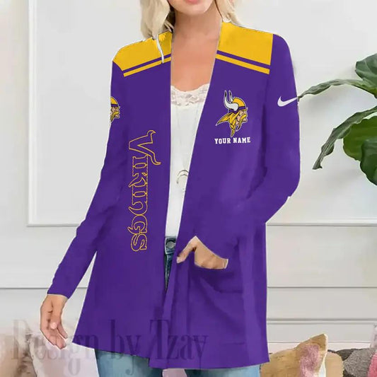 Minnesota Vikings Women Patch Pocket Cardigan BT129