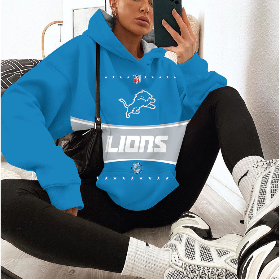 Detroit Lions Printed Hooded Pocket Pullover Hoodie AZBTPH000051