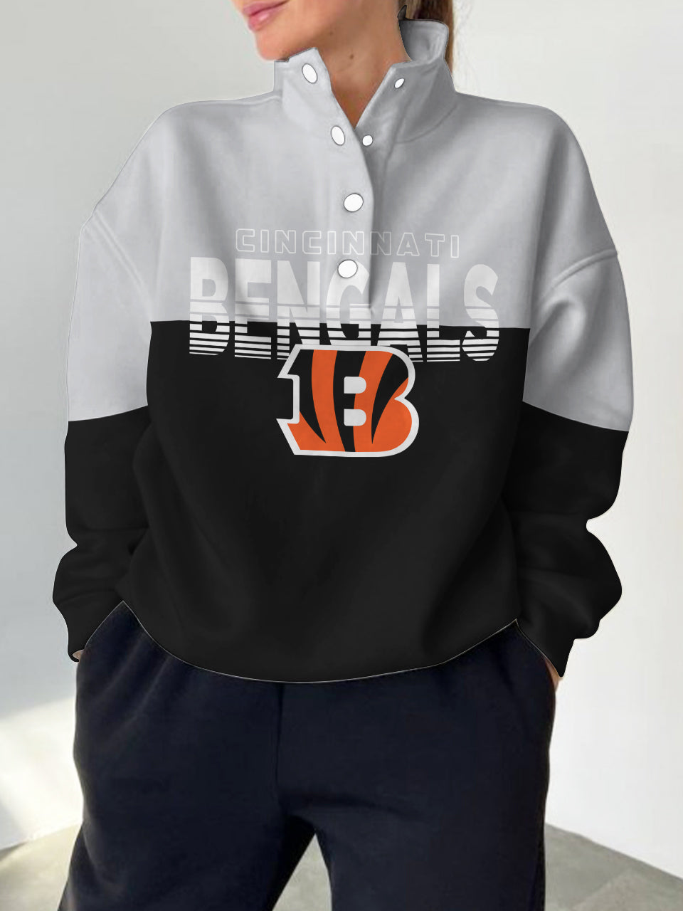 Cincinnati Bengals Casual Colorful Stand Collar Sweatshirt AZBTSCSW000347
