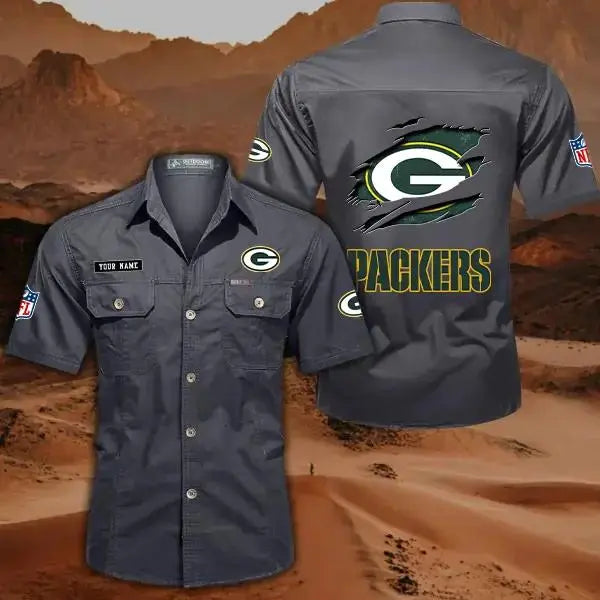 Green Bay Packers Men’s Short Sleeve Cargo Shirts New 2025 AZBT2DCGS000012