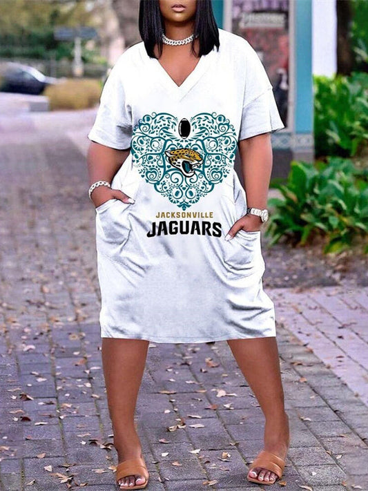 Jacksonville Jaguars V-neck Casual Pocket Dress Limited Edition AZBTVCPD000331
