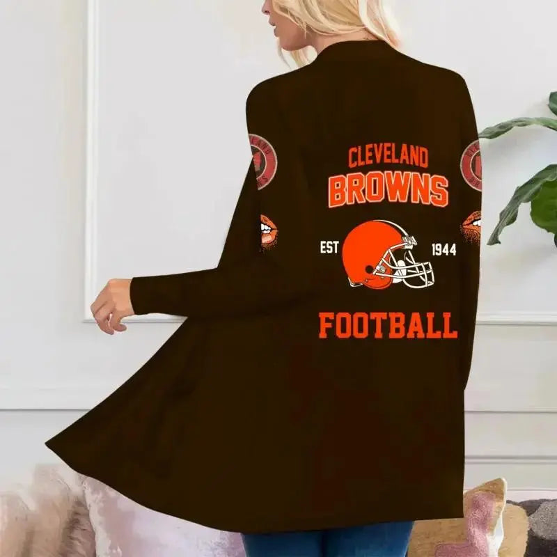 Cleveland Browns Women Patch Pocket Cardigan BT043