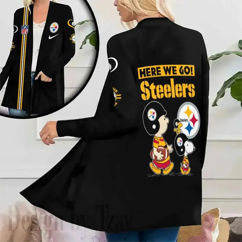 Pittsburgh Steelers Women Patch Pocket Cardigan BT164