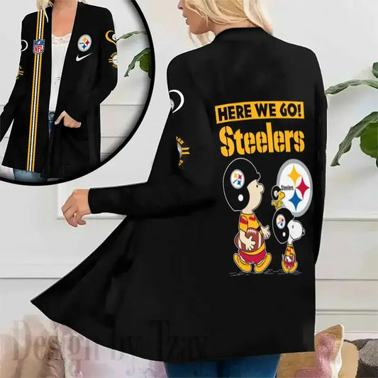 Pittsburgh Steelers Women Patch Pocket Cardigan BT164