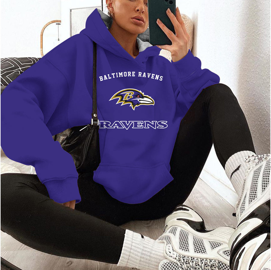 Baltimore Ravens Printed Hooded Pocket Pullover Hoodie AZBTPH000091