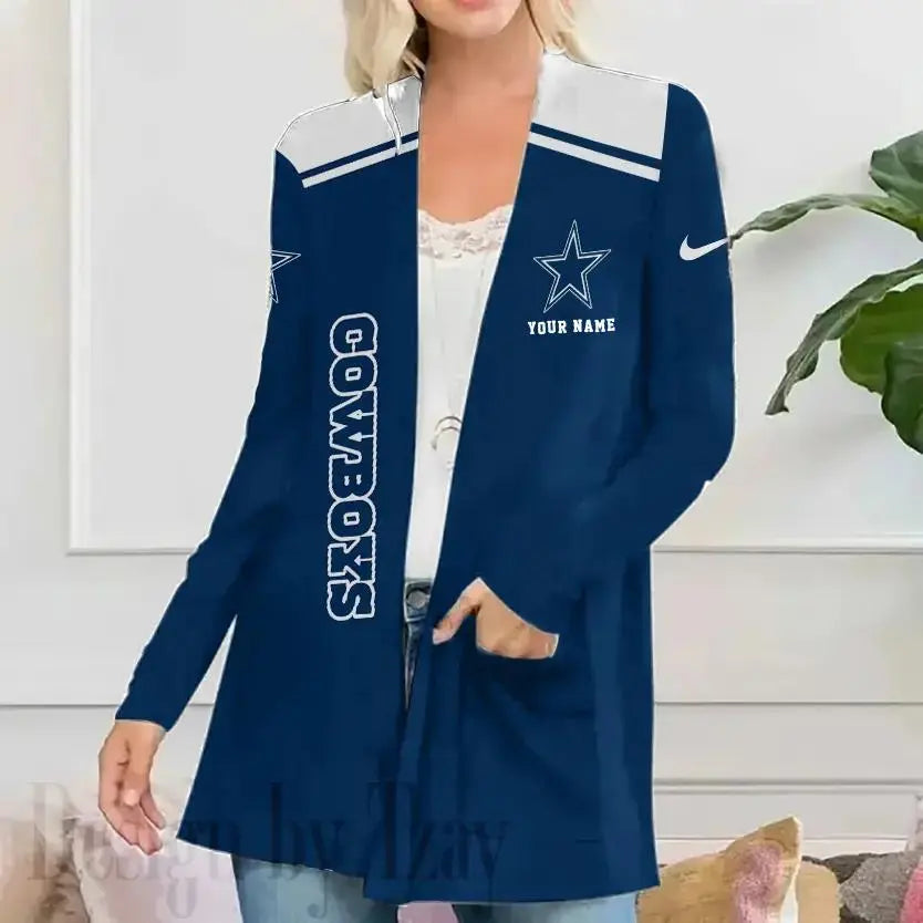 Dallas Cowboys Women Patch Pocket Cardigan BT053