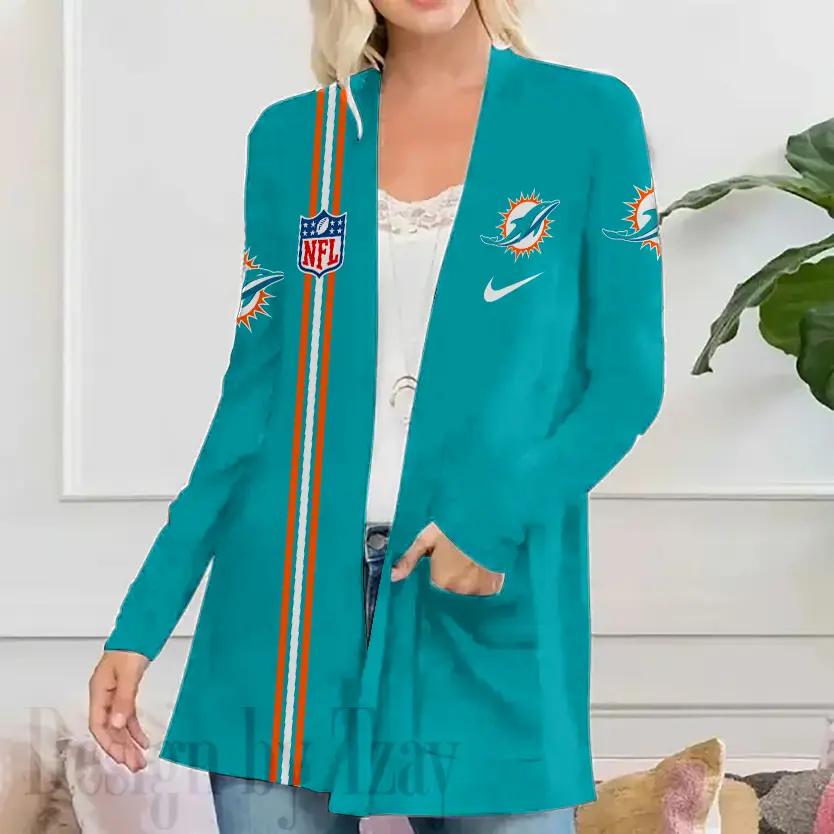 Miami Dolphins Women Patch Pocket Cardigan BT118