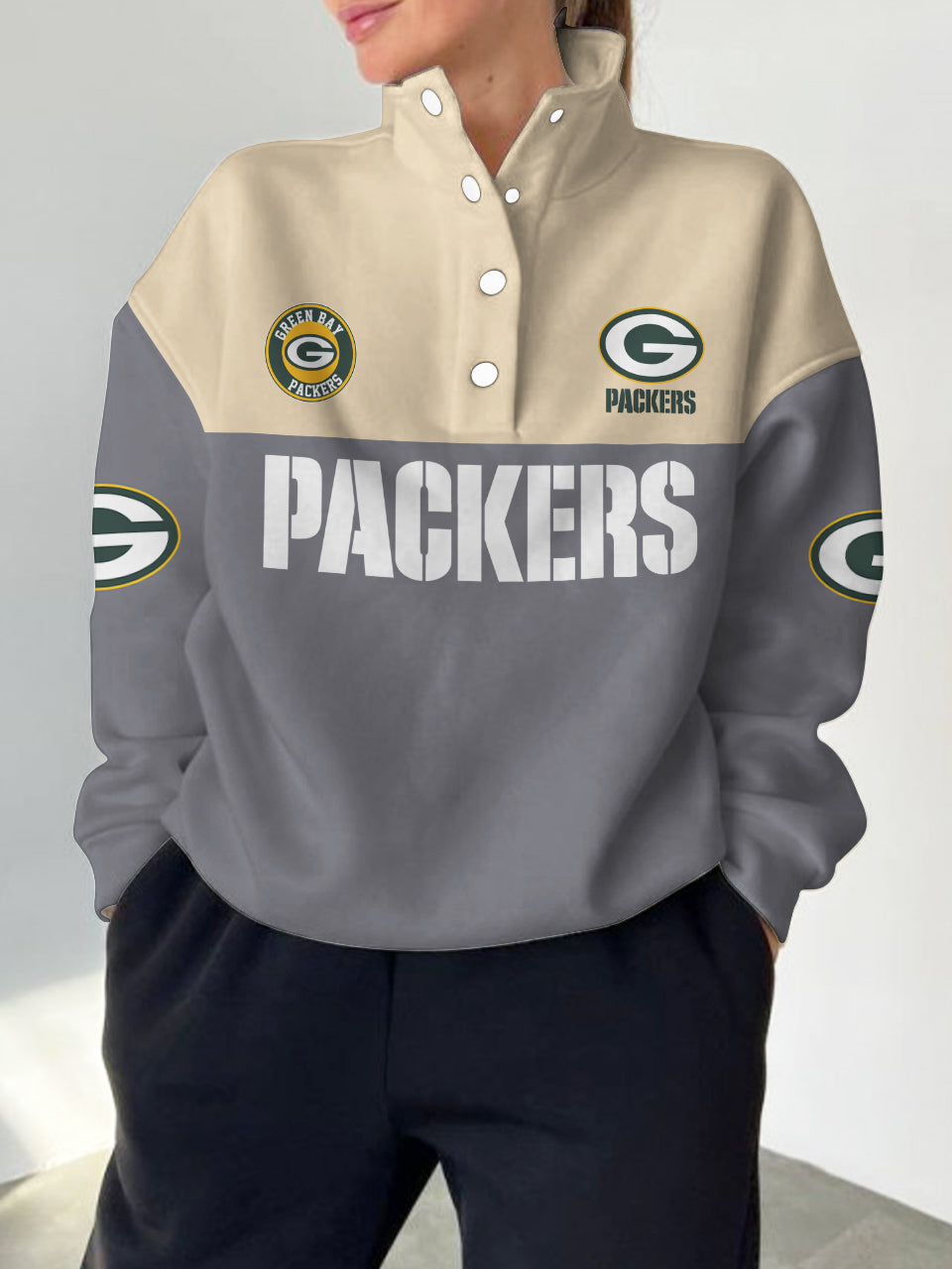 Green Bay Packers Casual Colorful Stand Collar Sweatshirt AZBTSCSW000422