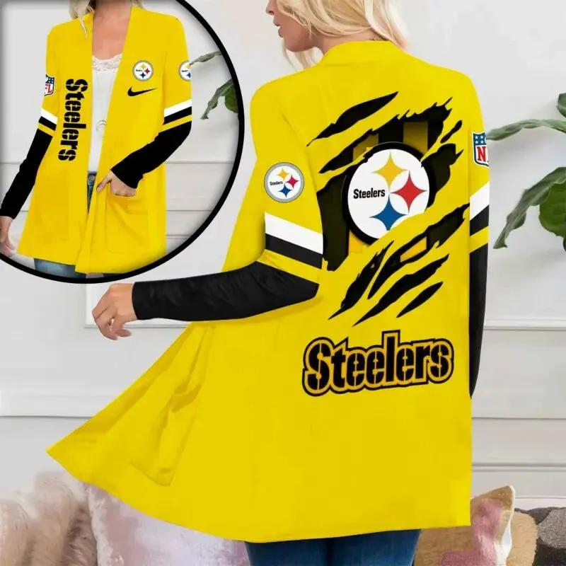 Pittsburgh Steelers Women Patch Pocket Cardigan BT159