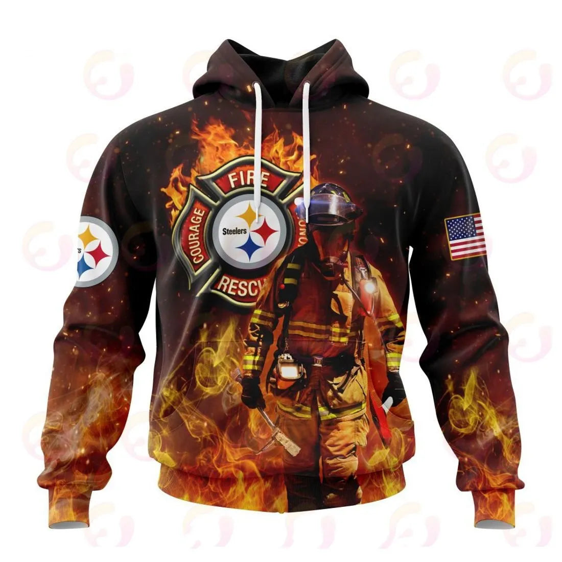 Pittsburgh Steelers Honor Firefighters – First Responders All Over Printed T-shirt Sweatshirt Hoodie AZCHD850